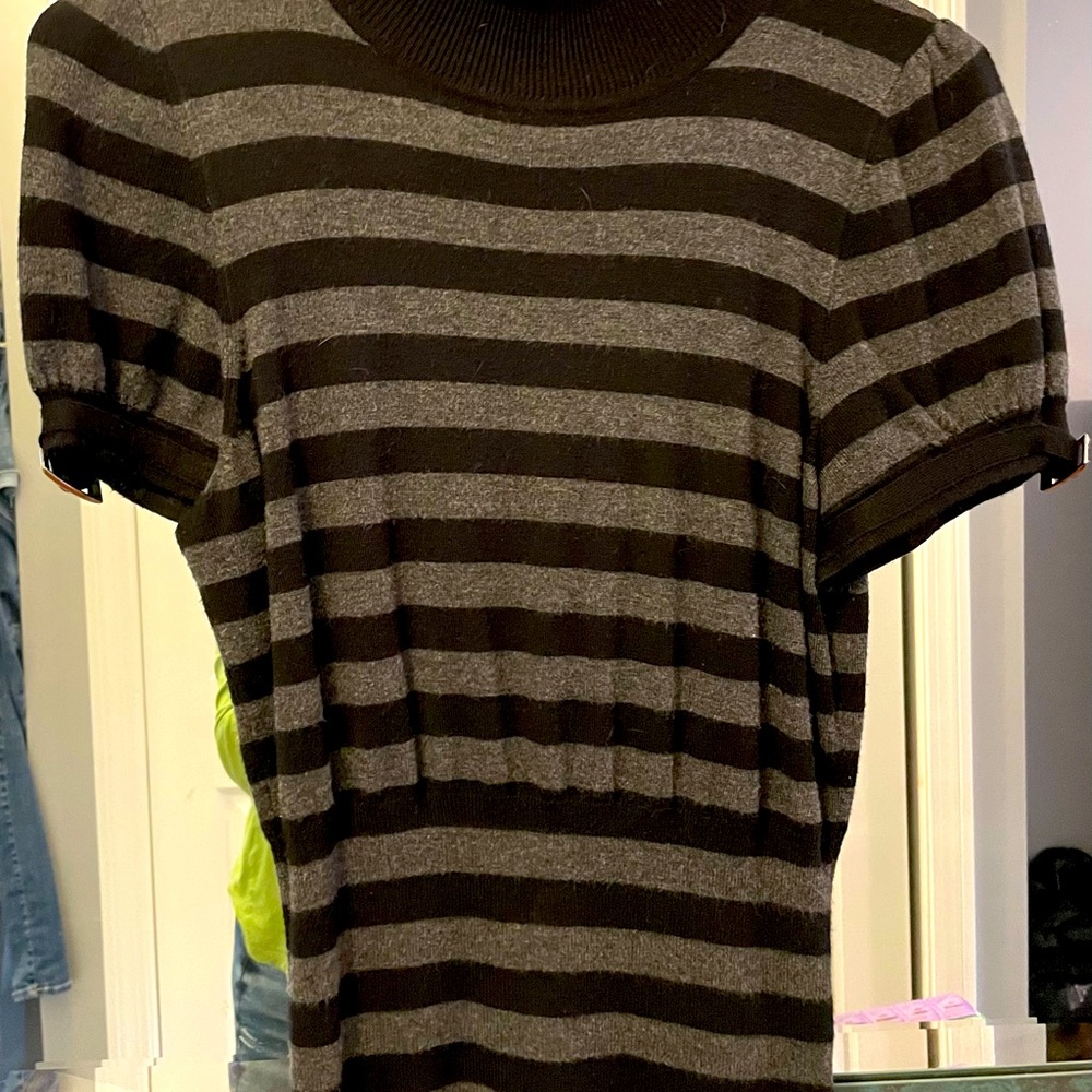 Express black and grey short sleeve sweater.